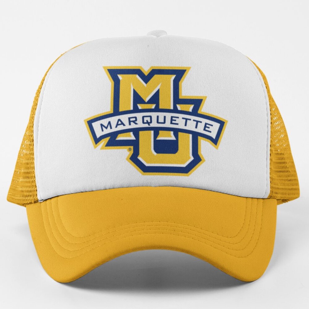 NEW Marquette Golden Eagles Foam Trucker Mesh Snapback Hat 2TONE GOLDENROD WHITE